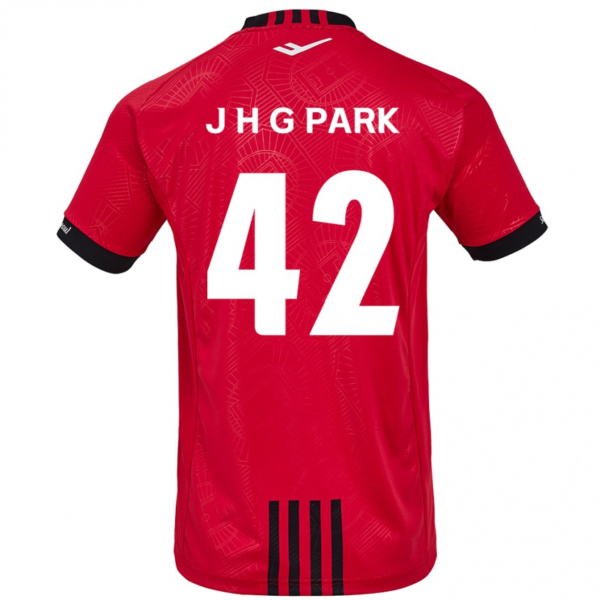 キッズフットボールJang Han-Gyeol Park#42赤、黒ホームシャツ2024/25ジャージーユニフォーム