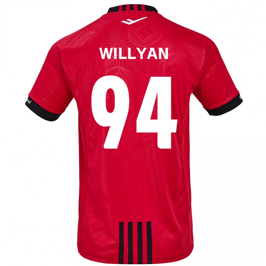 キッズフットボールWillyan#94赤、黒ホームシャツ2024/25ジャージーユニフォーム