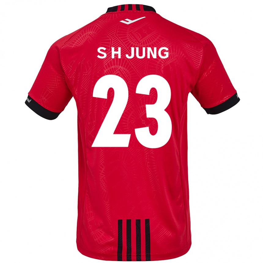 キッズフットボールHyeon-Soo Jung#23赤、黒ホームシャツ2024/25ジャージーユニフォーム