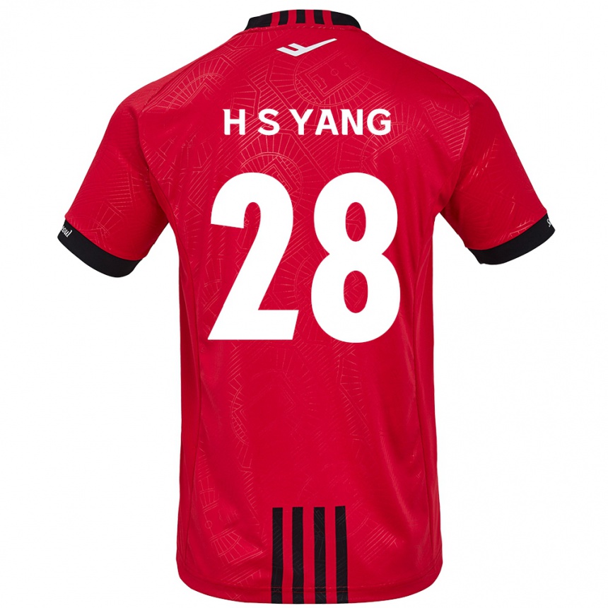 キッズフットボールSeung-Hyeon Yang#28赤、黒ホームシャツ2024/25ジャージーユニフォーム