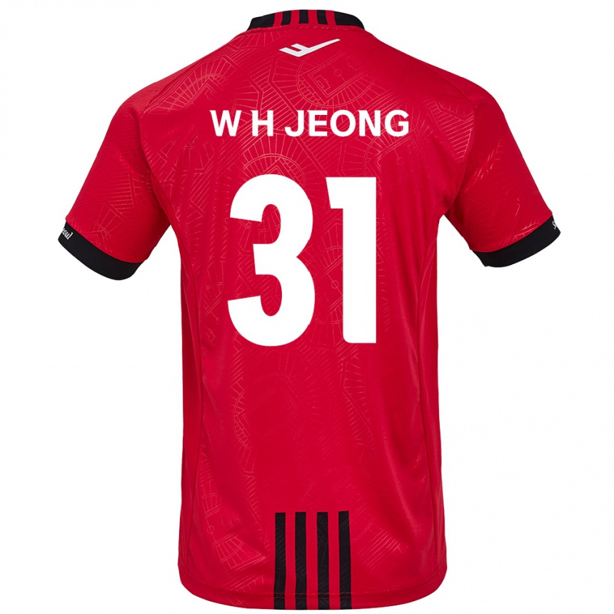 キッズフットボールHyun-Woong Jeong#31赤、黒ホームシャツ2024/25ジャージーユニフォーム