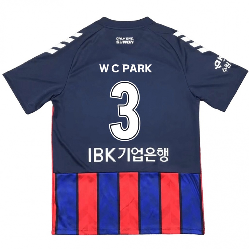 キッズフットボールCheol-Woo Park#3青 赤ホームシャツ2024/25ジャージーユニフォーム