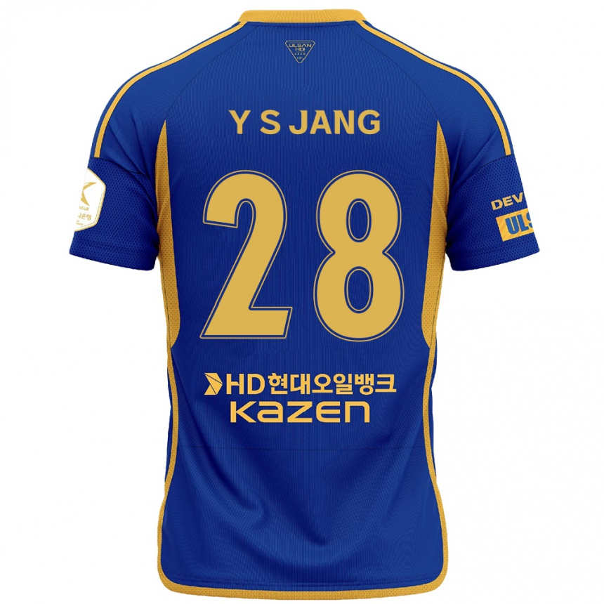 キッズフットボールSee-Young Jang#28青 黄ホームシャツ2024/25ジャージーユニフォーム