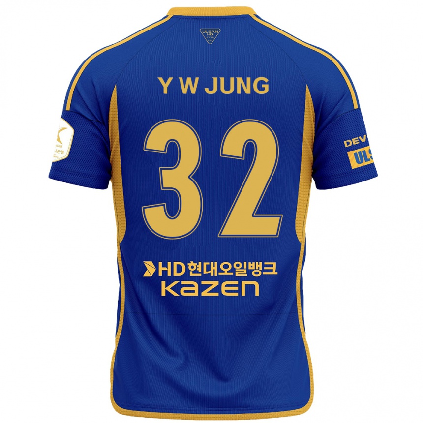 キッズフットボールWoo-Young Jung#32青 黄ホームシャツ2024/25ジャージーユニフォーム