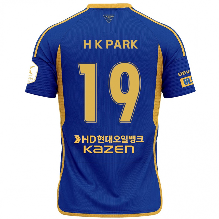 キッズフットボールKang-Hyun Park#19青 黄ホームシャツ2024/25ジャージーユニフォーム