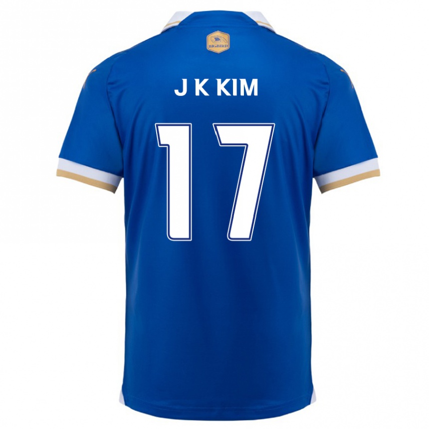 キッズフットボールKyeong-Jung Kim#17ブルーホワイトホームシャツ2024/25ジャージーユニフォーム