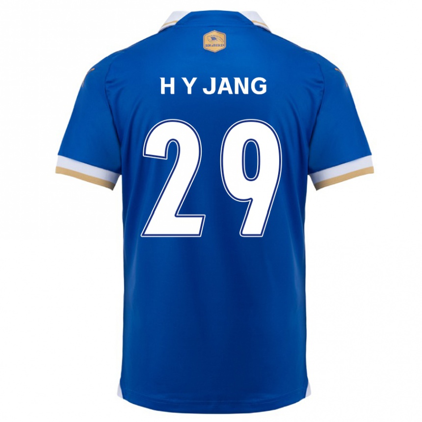 キッズフットボールYo-Han Jang#29ブルーホワイトホームシャツ2024/25ジャージーユニフォーム