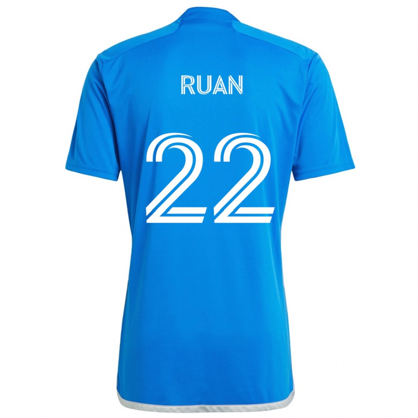 キッズフットボールRuan#22ブルーホワイトホームシャツ2024/25ジャージーユニフォーム