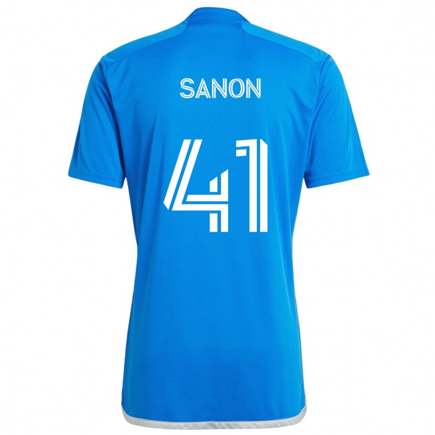 キッズフットボールJérémy Sanon#41ブルーホワイトホームシャツ2024/25ジャージーユニフォーム