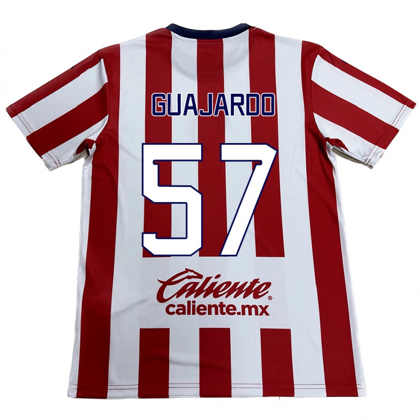 キッズフットボールDylan Guajardo#57赤白ホームシャツ2024/25ジャージーユニフォーム