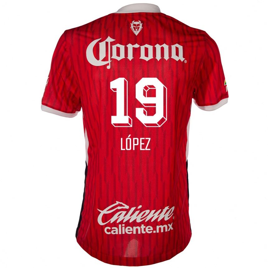 キッズフットボールIván López#19赤白ホームシャツ2024/25ジャージーユニフォーム