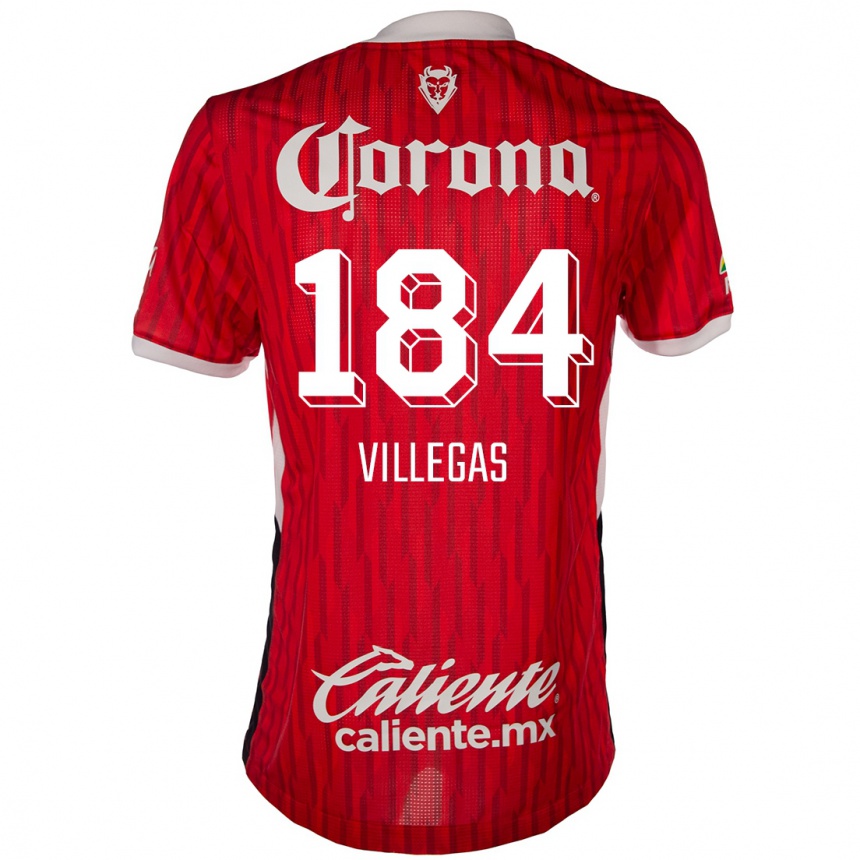 キッズフットボールAbraham Villegas#184赤白ホームシャツ2024/25ジャージーユニフォーム