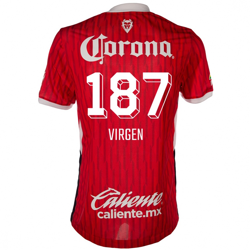 キッズフットボールOswaldo Virgen#187赤白ホームシャツ2024/25ジャージーユニフォーム