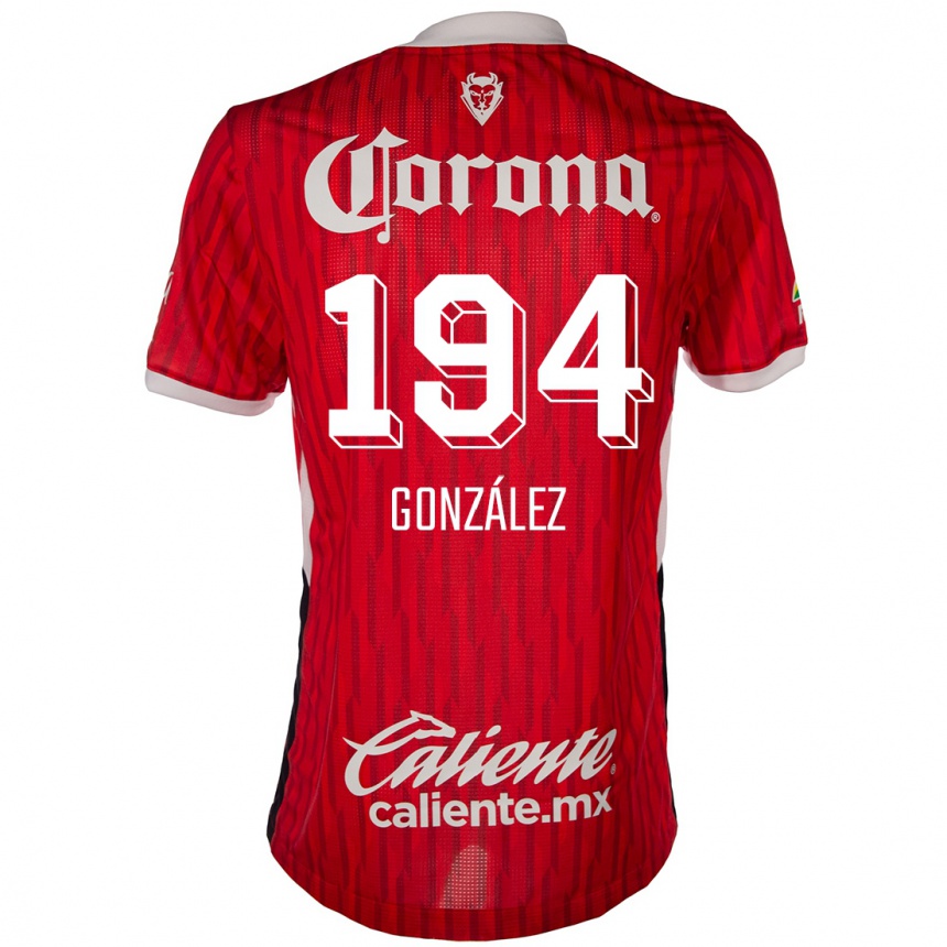 キッズフットボールCristopher González#194赤白ホームシャツ2024/25ジャージーユニフォーム