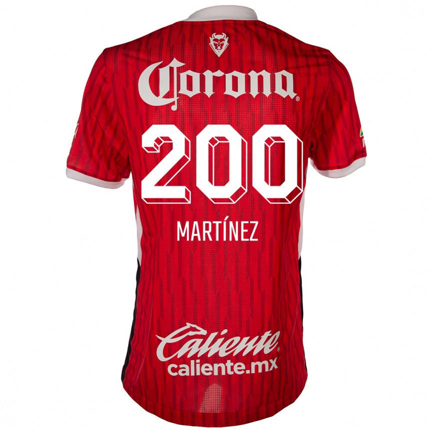 キッズフットボールEdgar Martínez#200赤白ホームシャツ2024/25ジャージーユニフォーム