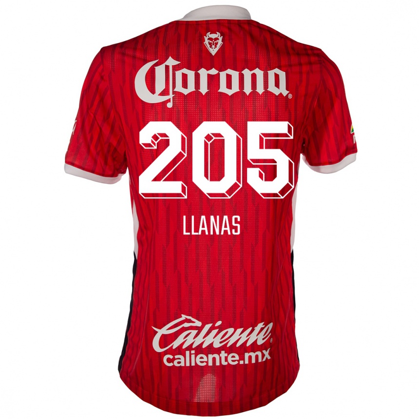 キッズフットボールEmmanuel Llanas#205赤白ホームシャツ2024/25ジャージーユニフォーム