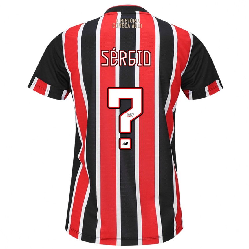 キッズフットボールPaulo Sérgio#0黒 赤 白アウェイシャツ2024/25ジャージーユニフォーム