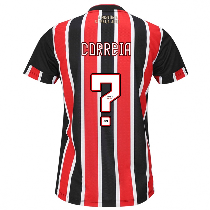 キッズフットボールArthur Correia#0黒 赤 白アウェイシャツ2024/25ジャージーユニフォーム