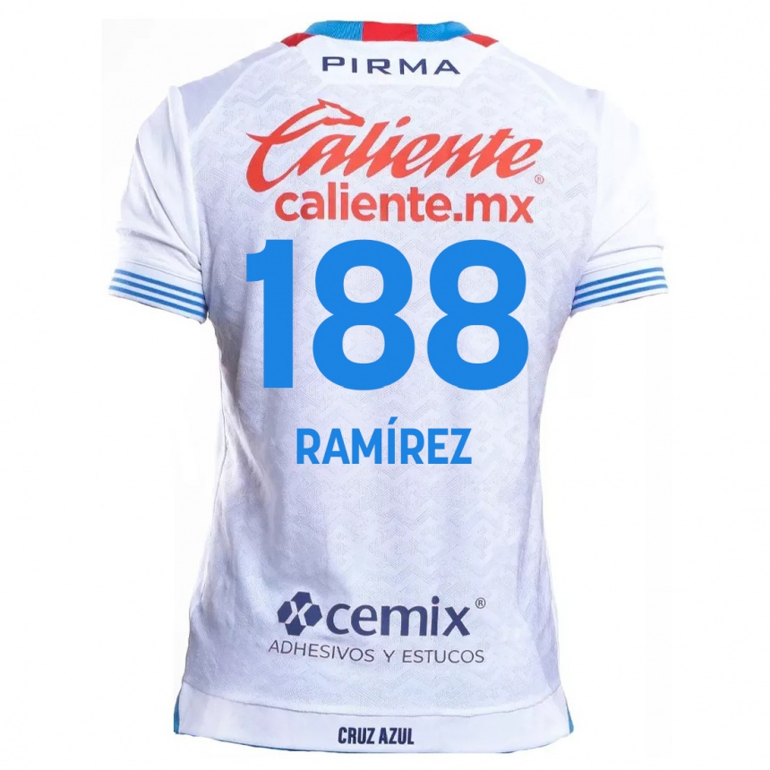 キッズフットボールDiego Ramírez#188白青アウェイシャツ2024/25ジャージーユニフォーム