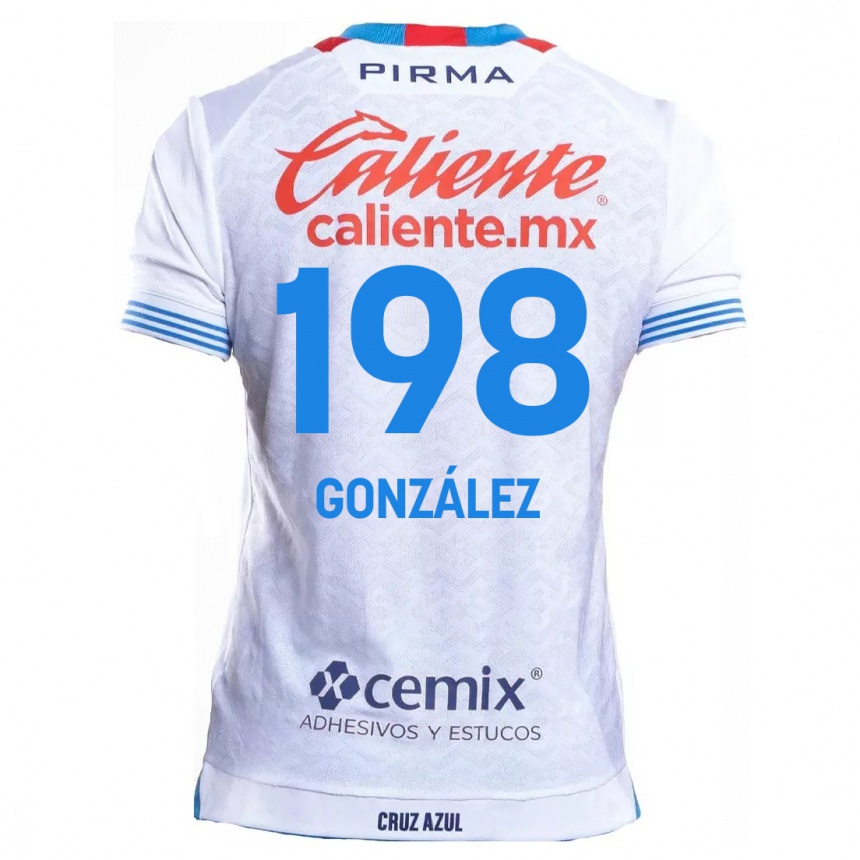 キッズフットボールKenneth González#198白青アウェイシャツ2024/25ジャージーユニフォーム