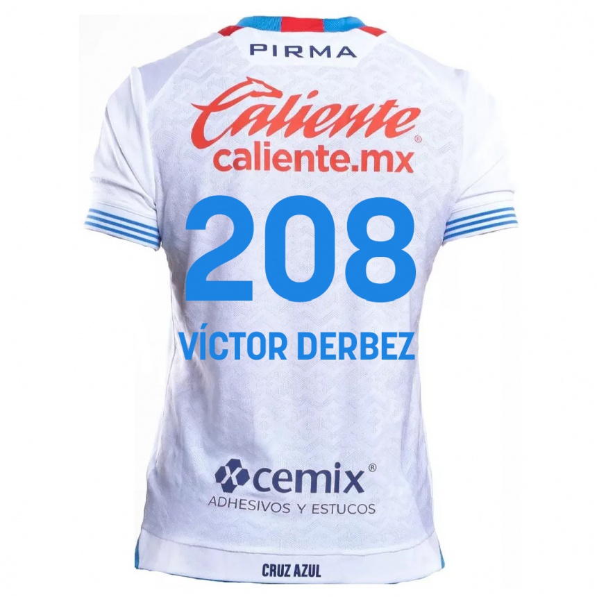 キッズフットボールLouis Víctor Derbez#208白青アウェイシャツ2024/25ジャージーユニフォーム