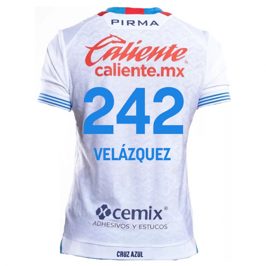 キッズフットボールKarol Velázquez#242白青アウェイシャツ2024/25ジャージーユニフォーム