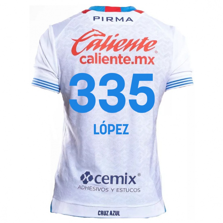 キッズフットボールAlfredo López#335白青アウェイシャツ2024/25ジャージーユニフォーム