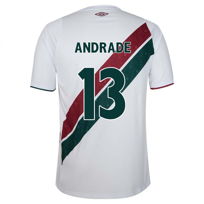 キッズフットボールFelipe Andrade#13ホワイト グリーン マルーンアウェイシャツ2024/25ジャージーユニフォーム