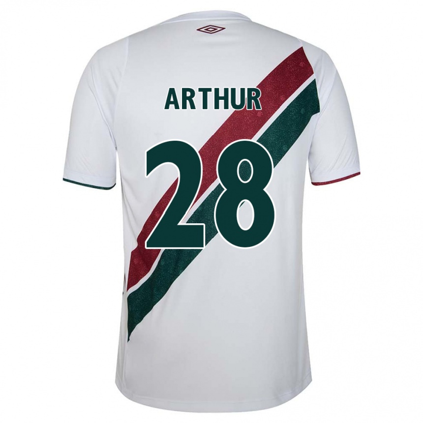 キッズフットボールArthur#28ホワイト グリーン マルーンアウェイシャツ2024/25ジャージーユニフォーム