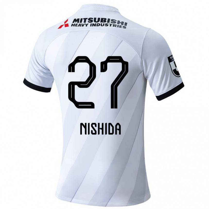 キッズフットボールHaruto Nishida#27ホワイトグレーアウェイシャツ2024/25ジャージーユニフォーム