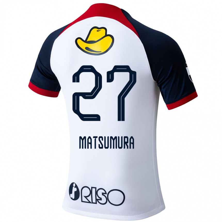 キッズフットボールYuta Matsumura#27白 青 赤アウェイシャツ2024/25ジャージーユニフォーム