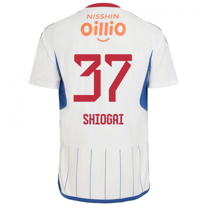 キッズフットボールKento Shiogai#37白 青 赤アウェイシャツ2024/25ジャージーユニフォーム