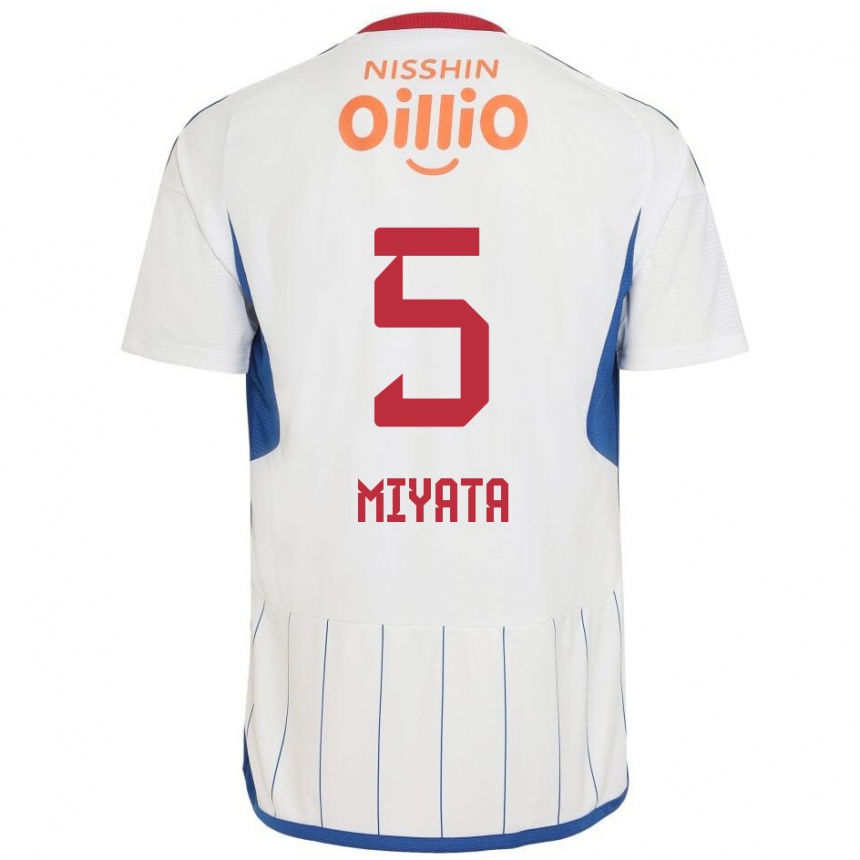 キッズフットボールHaru Miyata#5白 青 赤アウェイシャツ2024/25ジャージーユニフォーム