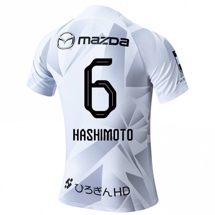 キッズフットボールHinata Hashimoto#6ホワイト グレー ブラックアウェイシャツ2024/25ジャージーユニフォーム