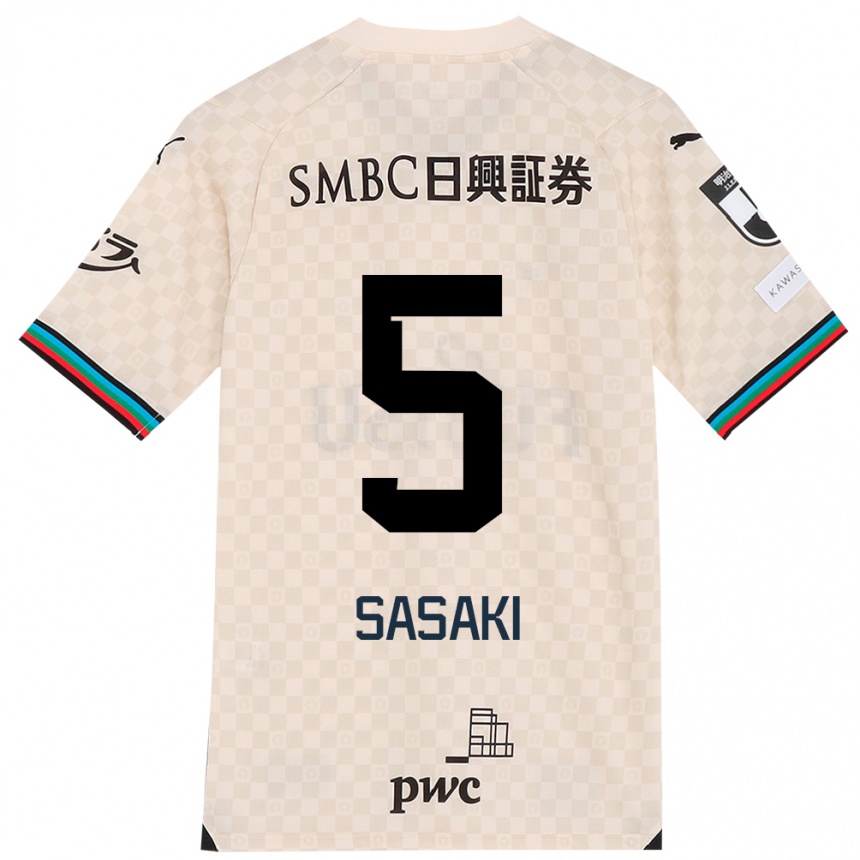 キッズフットボールAsahi Sasaki#5ホワイトグレーアウェイシャツ2024/25ジャージーユニフォーム