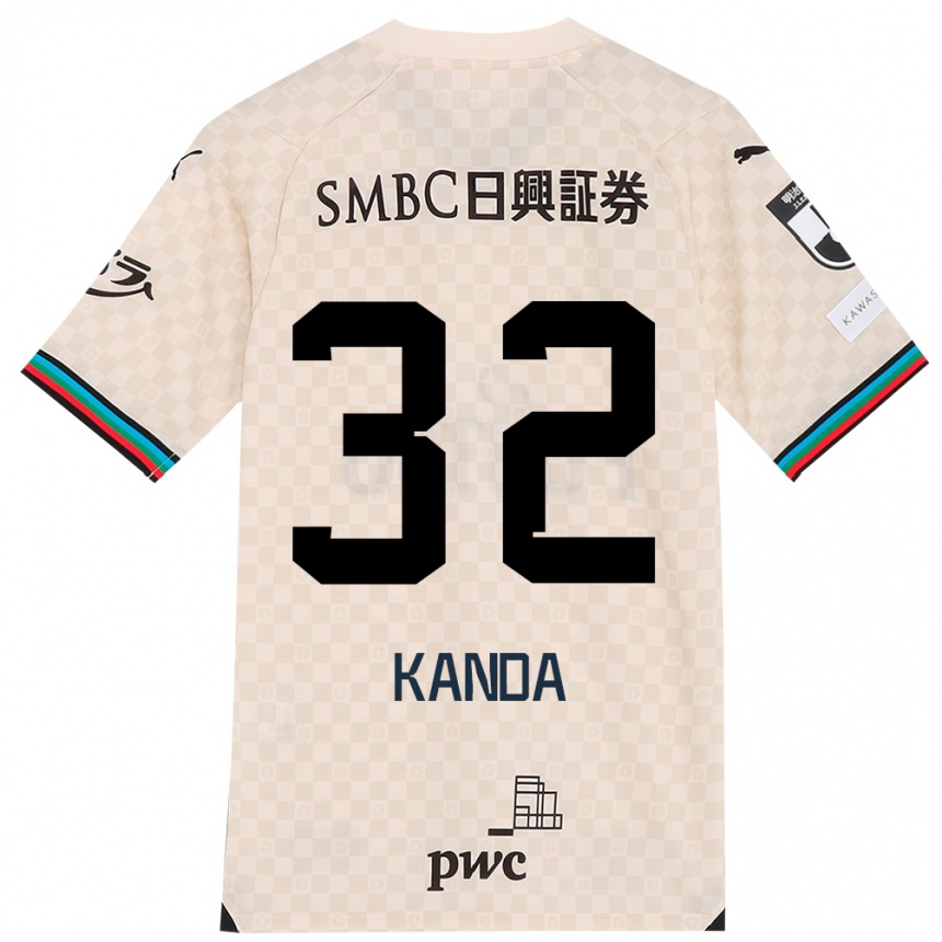 キッズフットボールSoma Kanda#32ホワイトグレーアウェイシャツ2024/25ジャージーユニフォーム