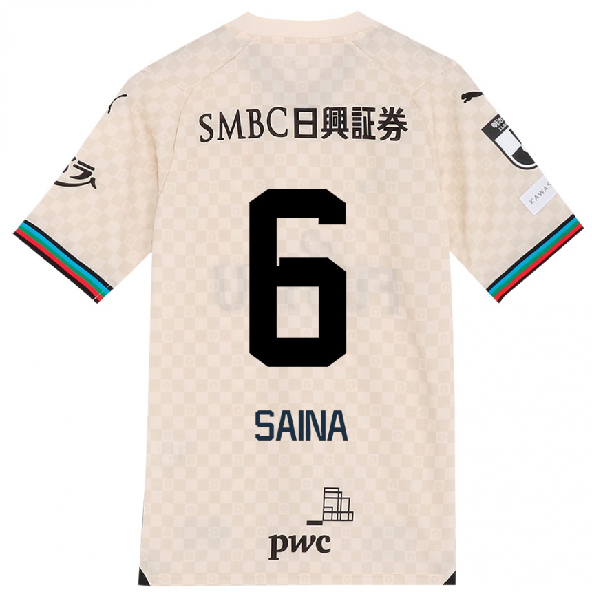 キッズフットボールYuta Saina#6ホワイトグレーアウェイシャツ2024/25ジャージーユニフォーム