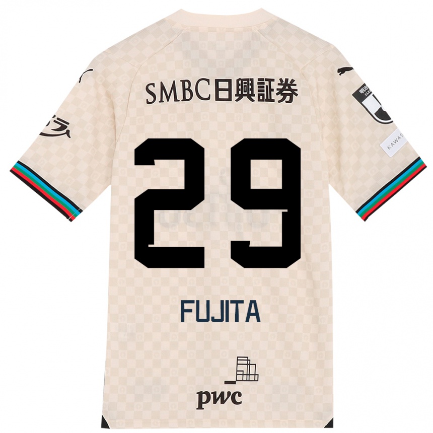 キッズフットボールAsuto Fujita#29ホワイトグレーアウェイシャツ2024/25ジャージーユニフォーム