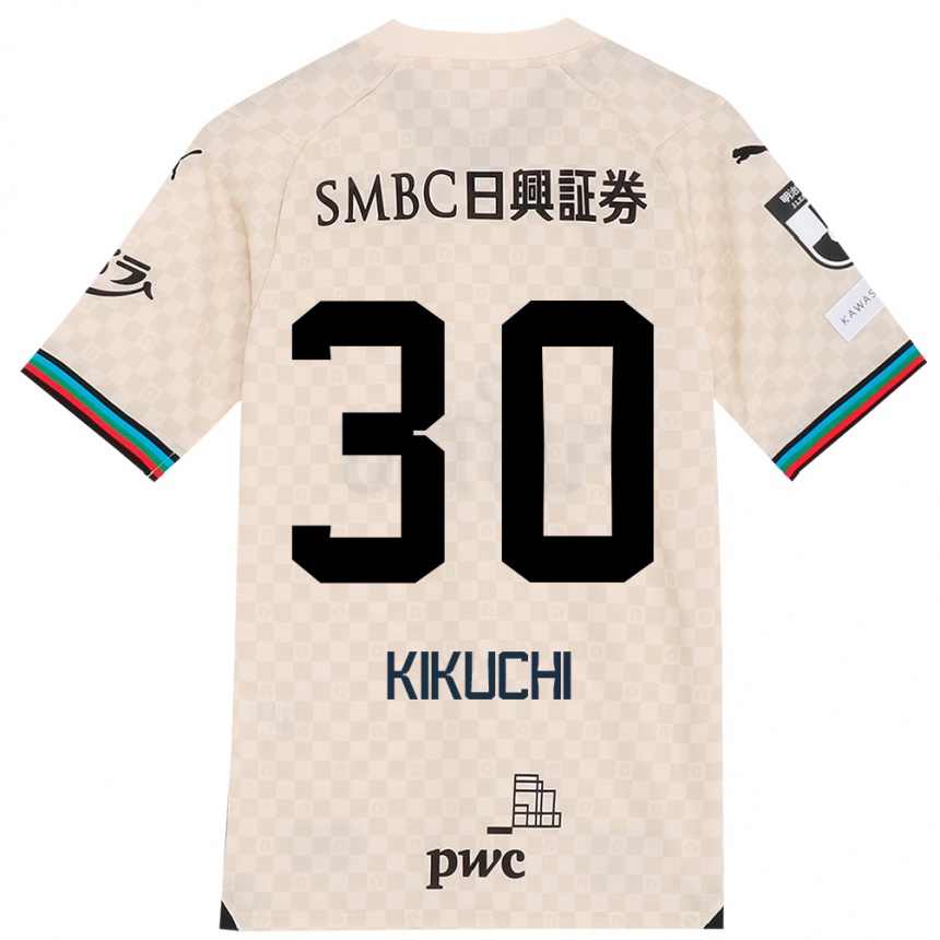 キッズフットボールKyo Kikuchi#30ホワイトグレーアウェイシャツ2024/25ジャージーユニフォーム