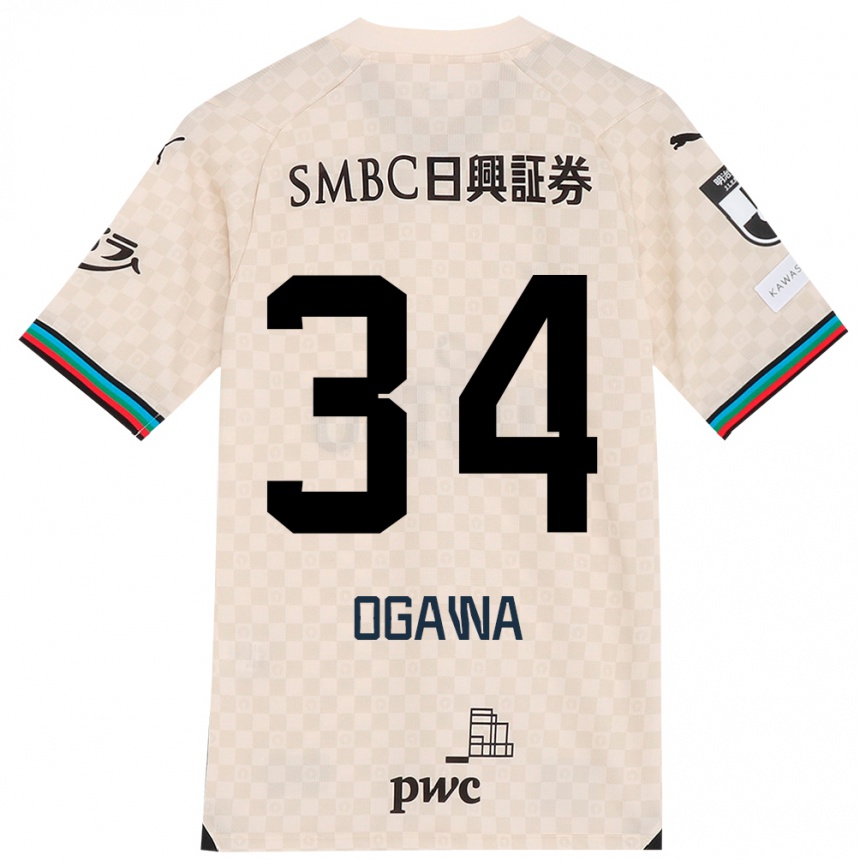 キッズフットボールHiroto Ogawa#34ホワイトグレーアウェイシャツ2024/25ジャージーユニフォーム