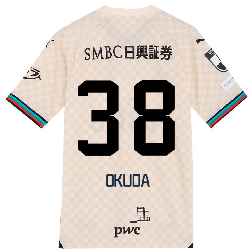 キッズフットボールYuma Okuda#38ホワイトグレーアウェイシャツ2024/25ジャージーユニフォーム