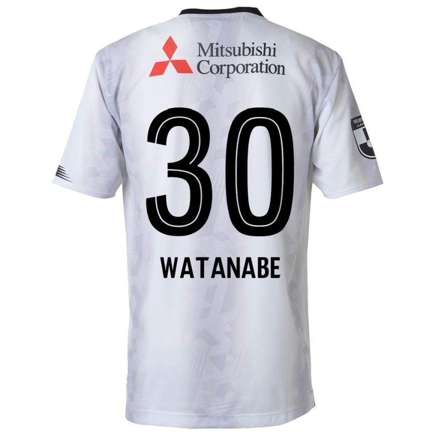 キッズフットボールMatthew Watanabe#30白黒アウェイシャツ2024/25ジャージーユニフォーム