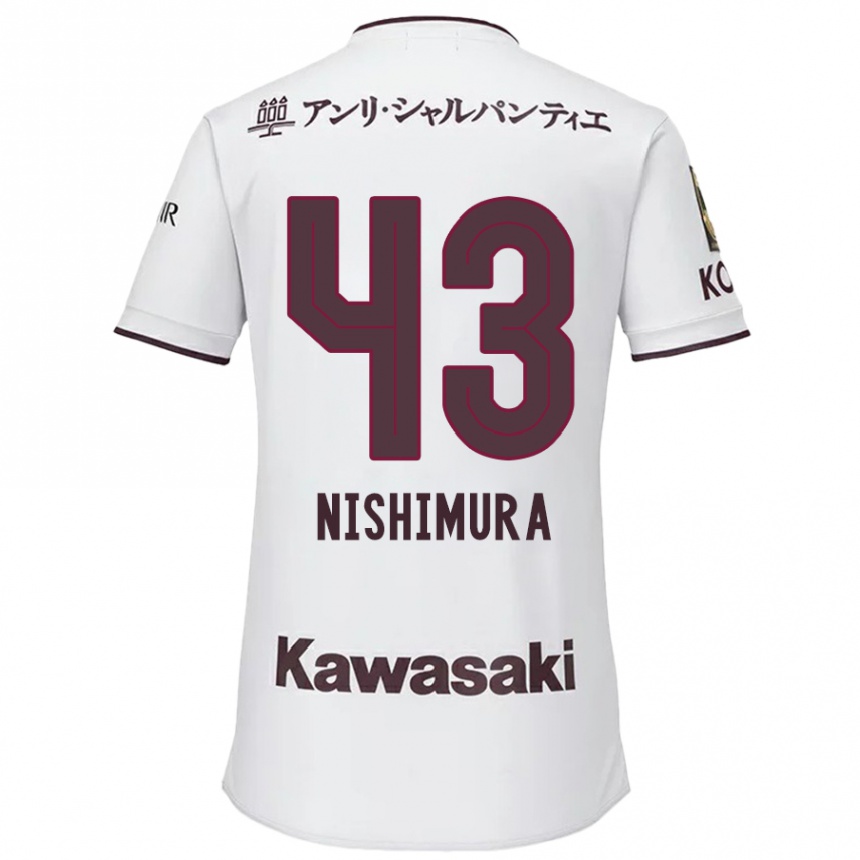 キッズフットボールNagi Nishimura#43赤、白アウェイシャツ2024/25ジャージーユニフォーム