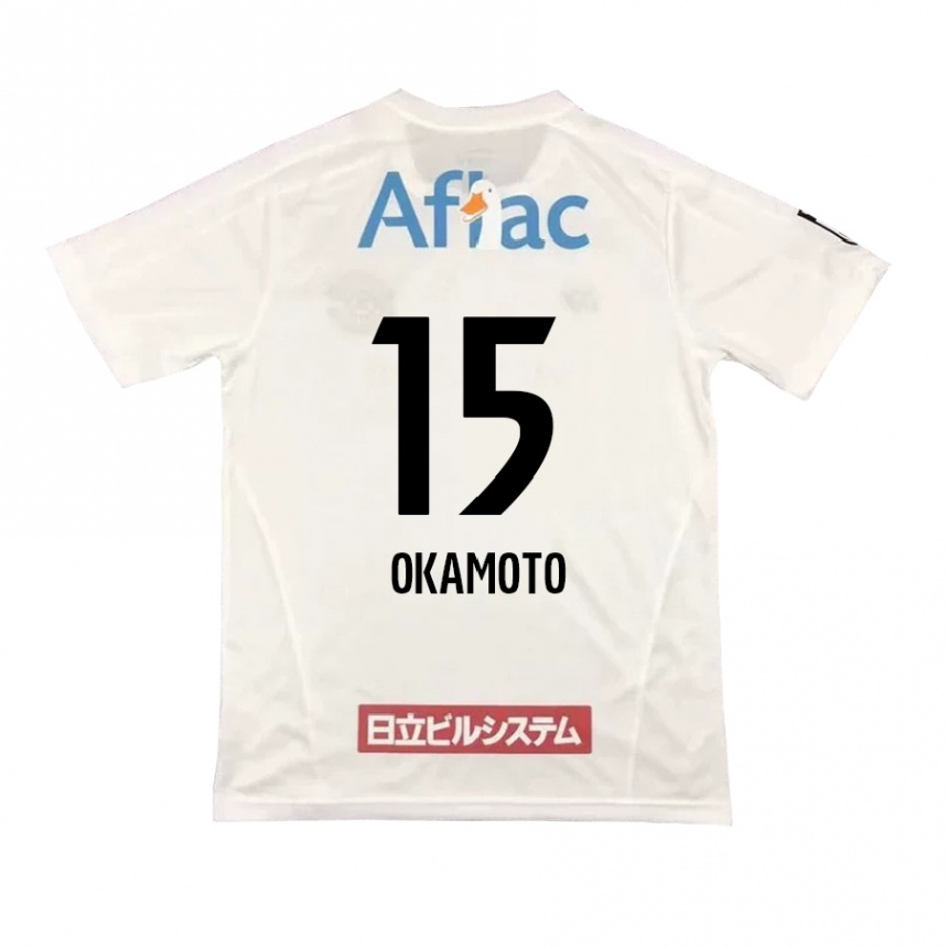 キッズフットボールRyoji Okamoto#15白黒アウェイシャツ2024/25ジャージーユニフォーム