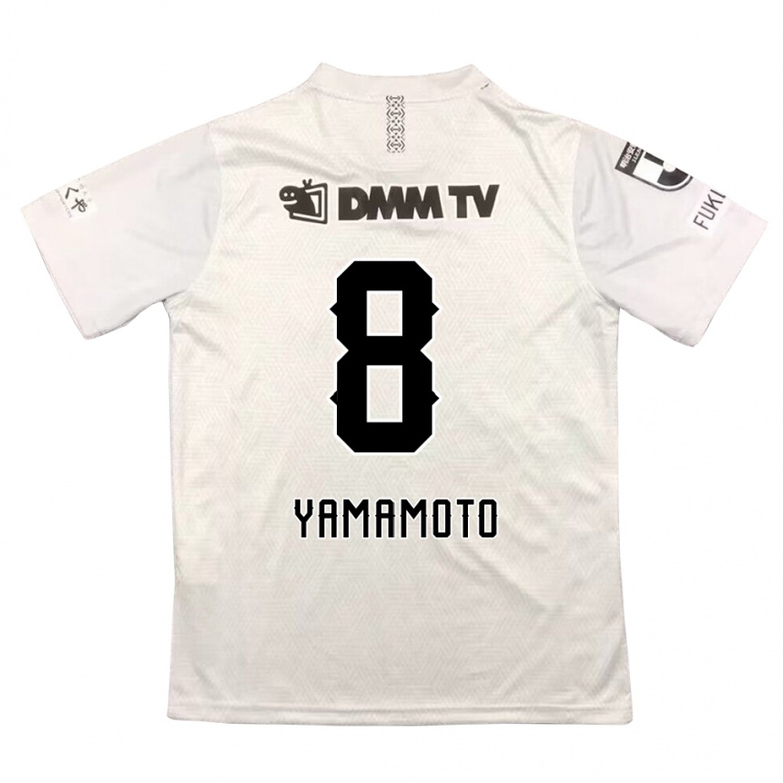 キッズフットボールShunsuke Yamamoto#8グレー ブラックアウェイシャツ2024/25ジャージーユニフォーム