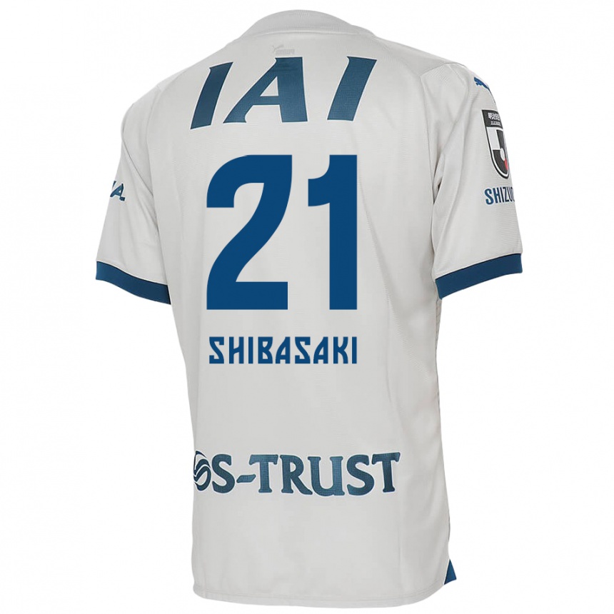 キッズフットボールKaito Shibasaki#21白青アウェイシャツ2024/25ジャージーユニフォーム