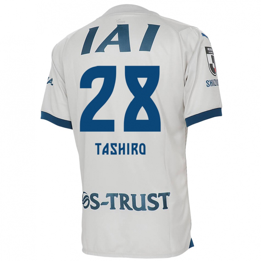 キッズフットボールHiroto Tashiro#28白青アウェイシャツ2024/25ジャージーユニフォーム