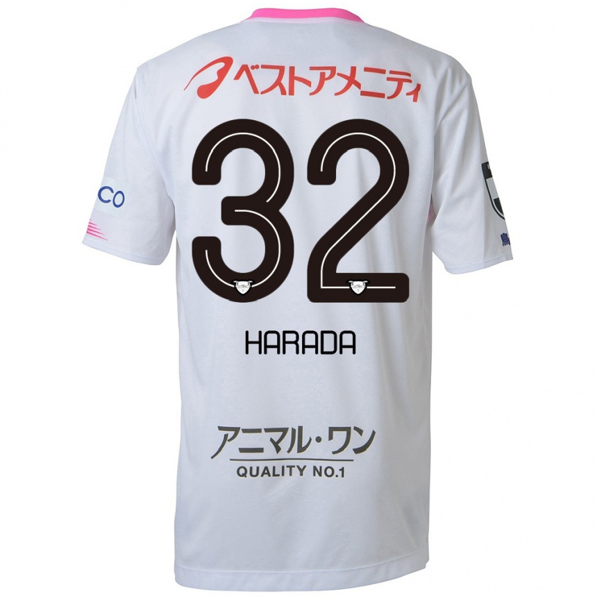 キッズフットボールRentaro Harada#32ホワイト ブルー ピンクアウェイシャツ2024/25ジャージーユニフォーム