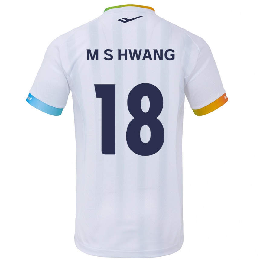 キッズフットボールSeong-Min Hwang#18白青アウェイシャツ2024/25ジャージーユニフォーム