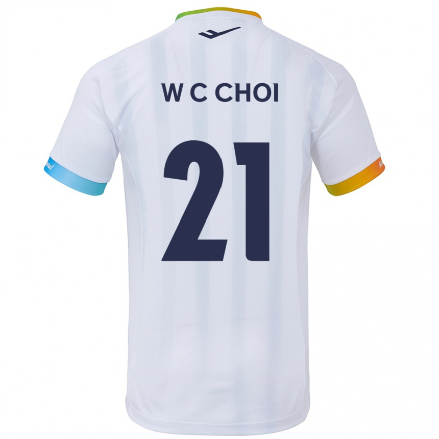 キッズフットボールCheol-Won Choi#21白青アウェイシャツ2024/25ジャージーユニフォーム